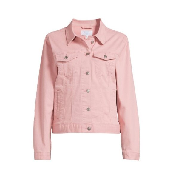 New Time and Tru Women’s Pink Denim Jean Jacket Size 22W XXXL Button Front NWT - Picture 1 of 9